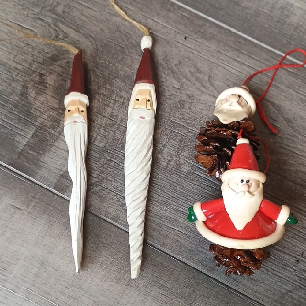 Festive Santa Claus Ornament Set - Red and White